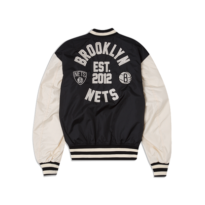 Black Brooklyn Nets Alpha Industries X New Era Reversible MA-1 Bomber Jacket