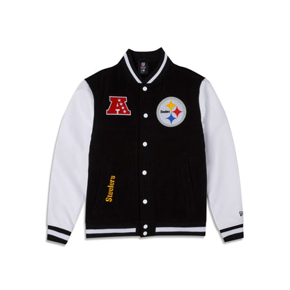 Black Pittsburgh Steelers New Era 3rd Down Wool Varsity Heavy Jacket