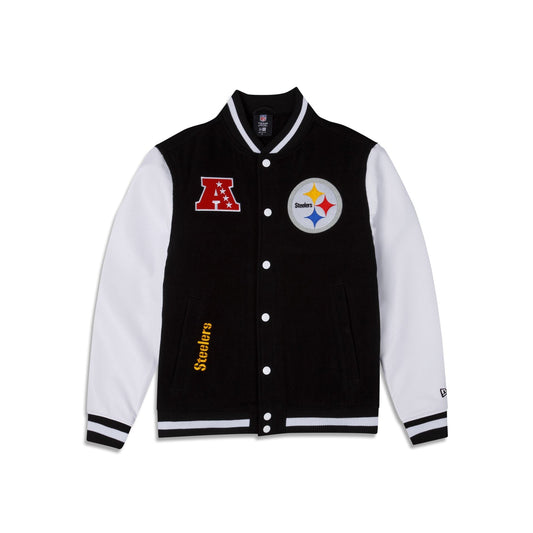 Black Pittsburgh Steelers New Era 3rd Down Wool Varsity Heavy Jacket