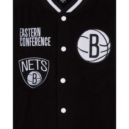 Black Brooklyn Nets New Era Wool Varsity Heavy Jacket