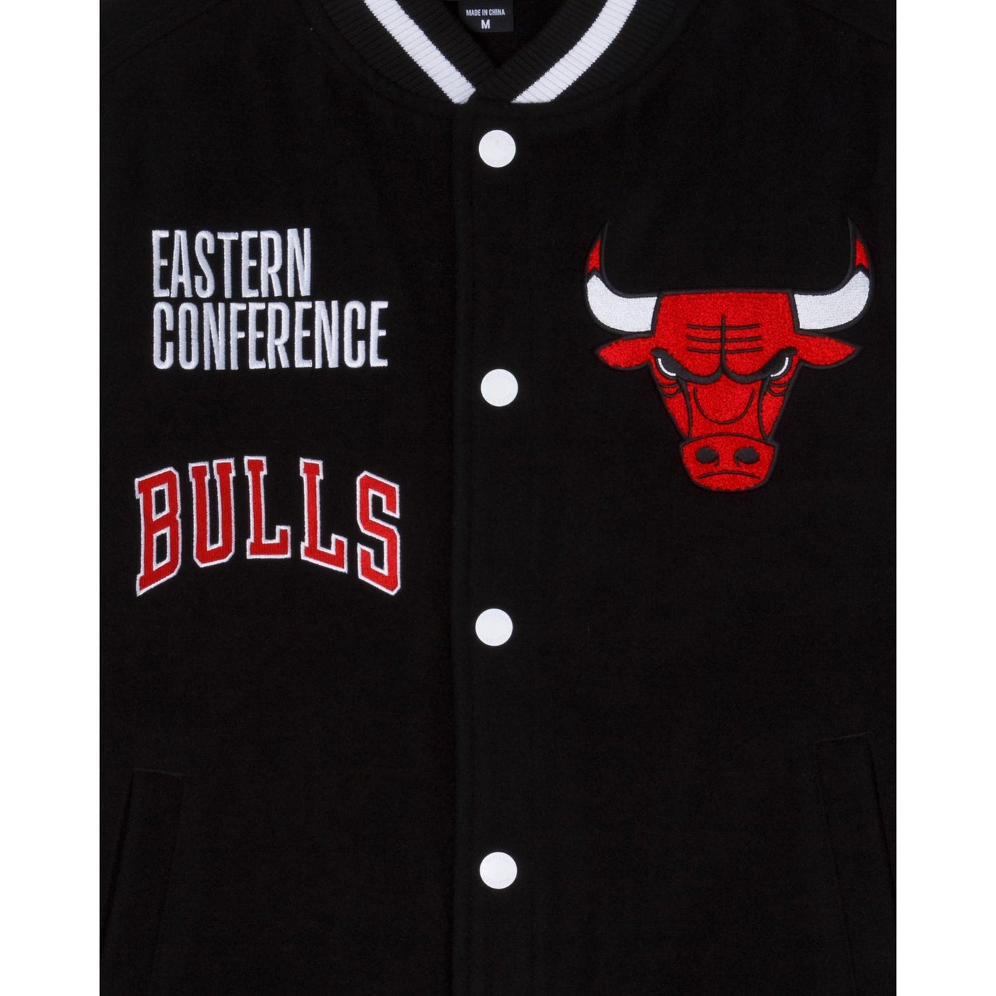Black Chicago Bulls New Era Wool Varsity Heavy Jacket