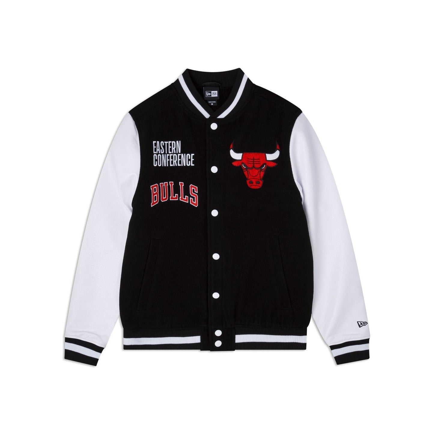 Black Chicago Bulls New Era Wool Varsity Heavy Jacket