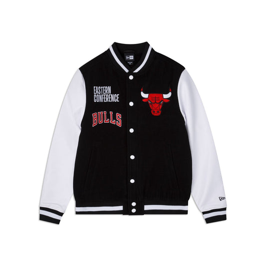 Black Chicago Bulls New Era Wool Varsity Heavy Jacket