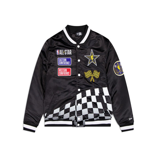 Black NBA All Star Game New Era Mens Rally Drive Medium Weight Satin Jacket