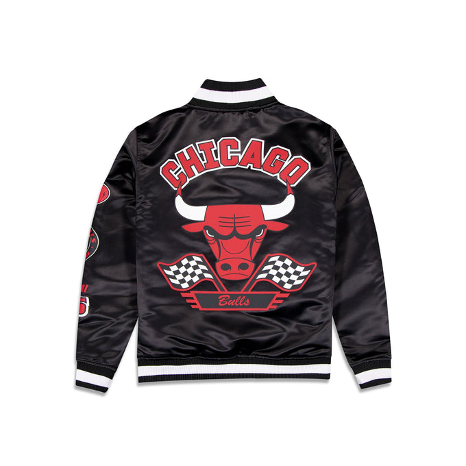 Black Chicago Bulls Red New Era Men's Rally Drive Medium Weight Satin Jacket