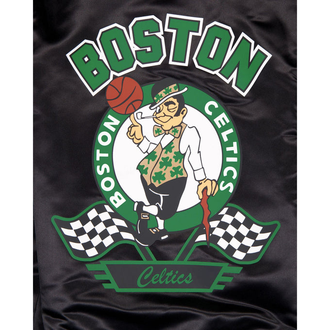 Black Boston Celtics Green New Era Mens Rally Drive Medium Weight Satin Jacket