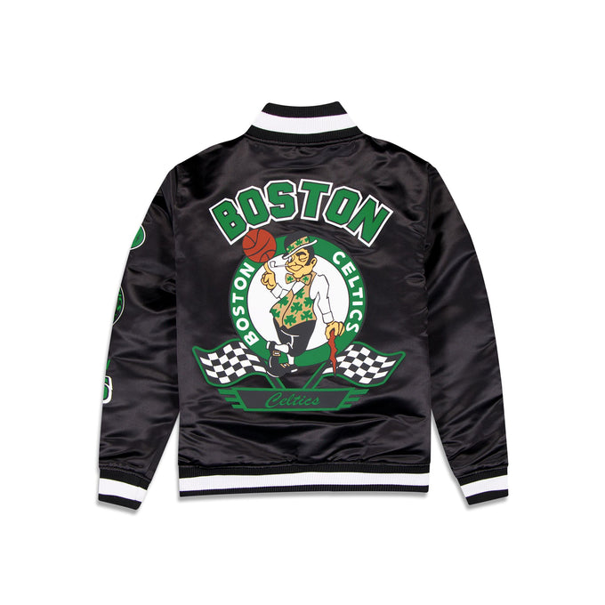 Black Boston Celtics Green New Era Mens Rally Drive Medium Weight Satin Jacket