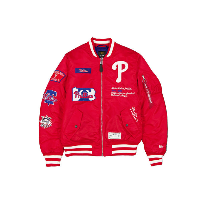 Red Philadelphia Phillies Alpha Industries MA-1 New Era Bomber Jacket