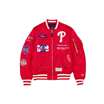 Red Philadelphia Phillies Alpha Industries MA-1 New Era Bomber Jacket