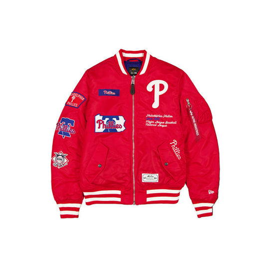 Red Philadelphia Phillies Alpha Industries MA-1 New Era Bomber Jacket