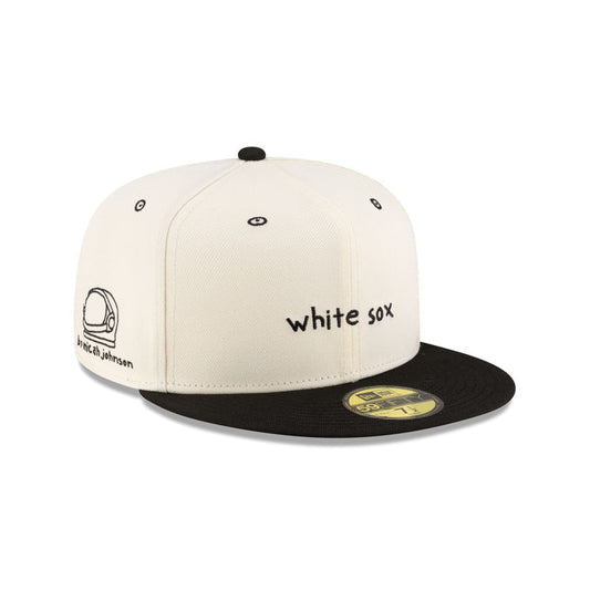 Off White Chicago White Sox X Micah Johnson Script Black Visor Gray Bottom New Era 59Fifty Fitted
