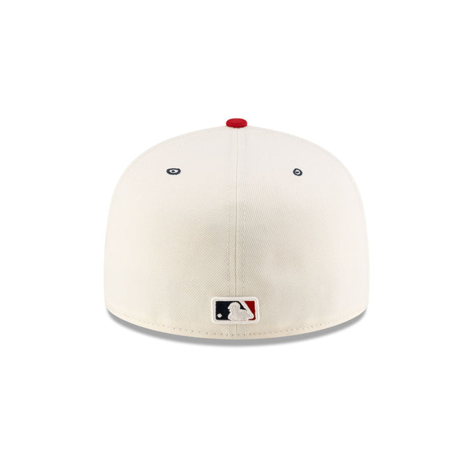 Off White Atlanta Braves X Micah Johnson Script Red Visor Gray Bottom New Era 59Fifty Fitted