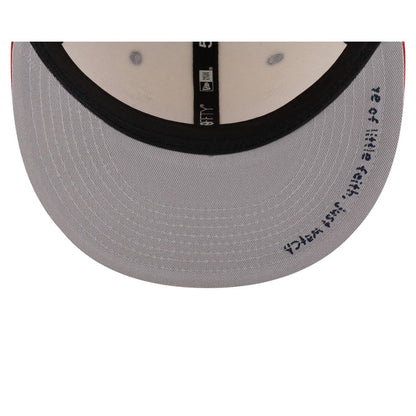 Off White Atlanta Braves X Micah Johnson Script Red Visor Gray Bottom New Era 59Fifty Fitted