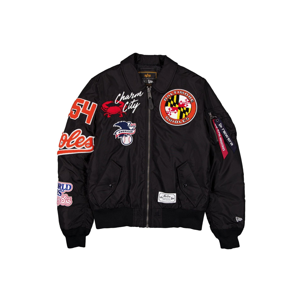 Black Baltimore Orioles Alpha Industries MA-1 New Era Flight Jacket