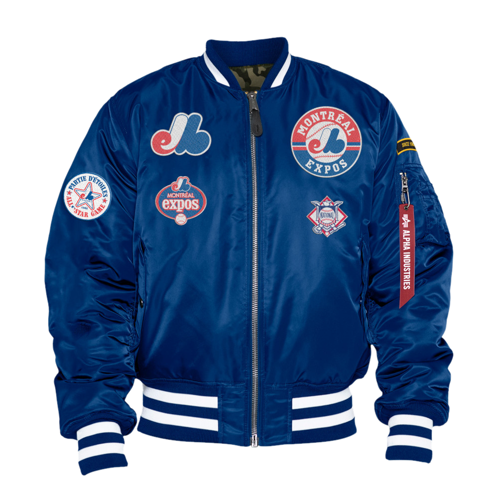 Royal Blue Montreal Expos Alpha Industries X New Era Reversible MA-1 Bomber Jacket