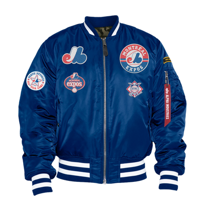 Royal Blue Montreal Expos Alpha Industries X New Era Reversible MA-1 Bomber Jacket