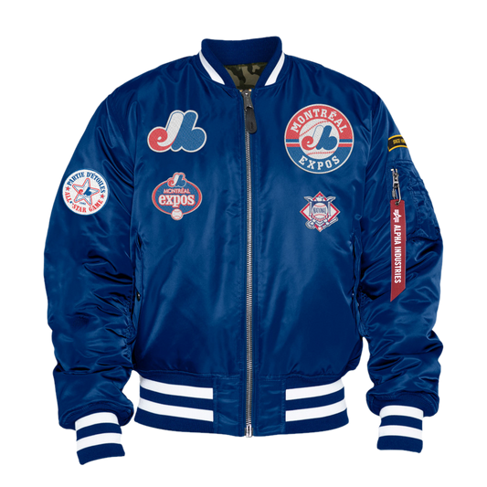 Royal Blue Montreal Expos Alpha Industries X New Era Reversible MA-1 Bomber Jacket