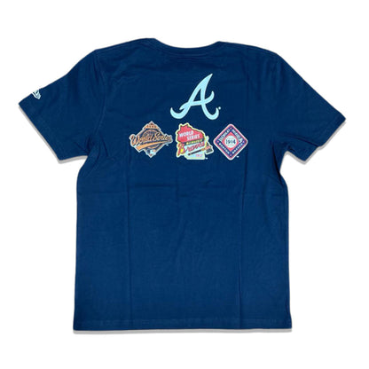 NAVY BLUE ATLANTA BRAVES 3X WORLD SERIES CHAMPIONS NEW ERA SHORT SLEEVE T-SHIRT