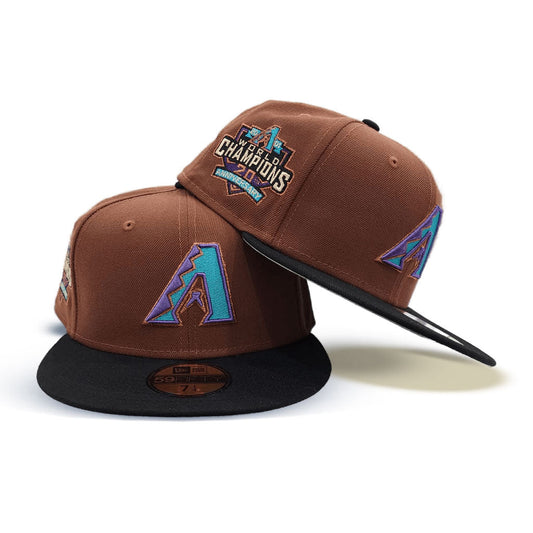 Light Brown Arizona Diamondbacks Black Visor Gray Bottom 20th Anniversary Side Patch New Era 59Fifty Fitted