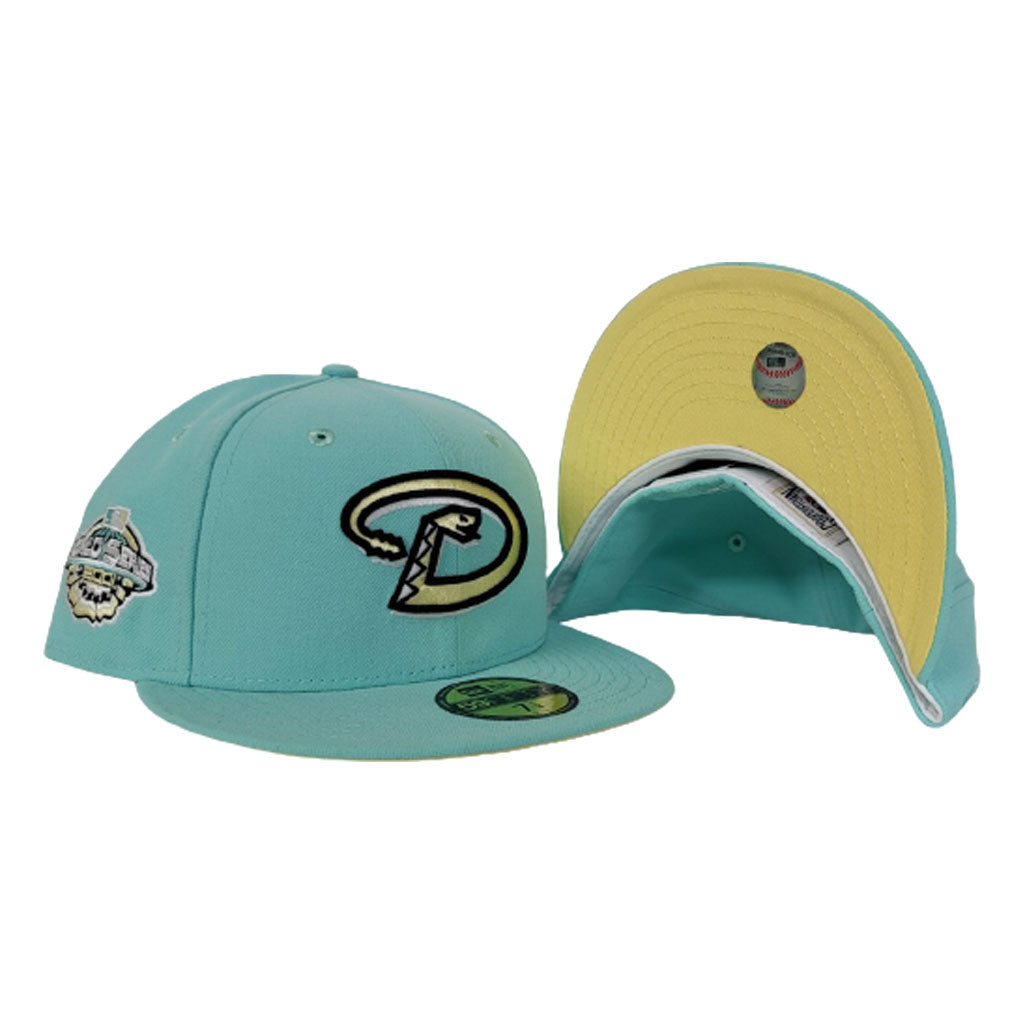 Arizona Diamondbacks Mint Green Light Yellow Bottom 2001 World Series New Era 59Fifty Fitted