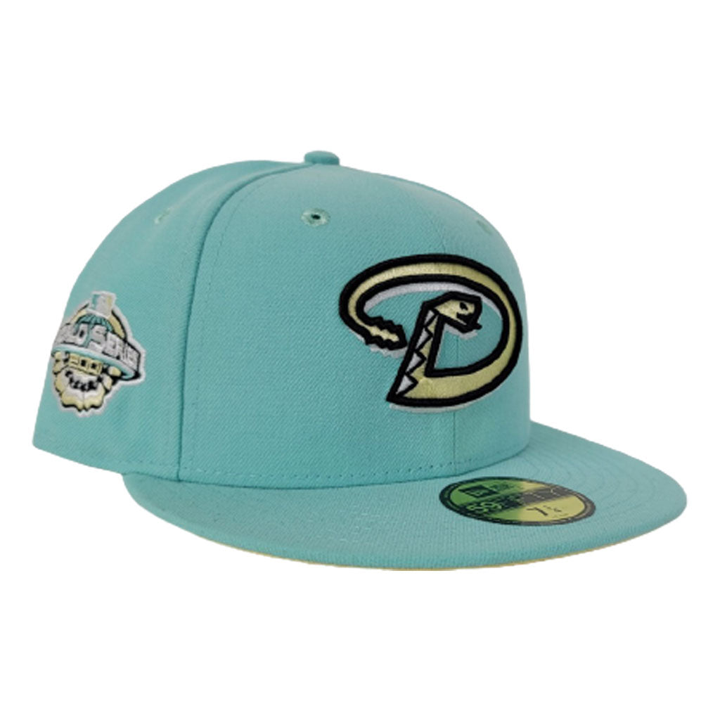 Arizona Diamondbacks Mint Green Light Yellow Bottom 2001 World Series New Era 59Fifty Fitted