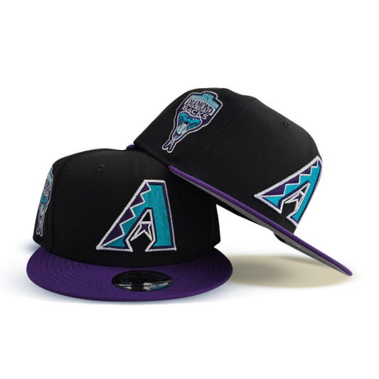 Black Arizona Diamondbacks Purple Visor Gray Bottom 1998 Inaugural Season Side Patch New Era 9Fifty Snapback