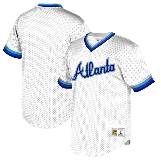 Atlanta Braves Mitchell & Ness Mesh V-Neck White Jersey