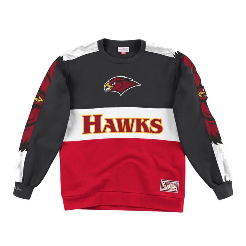 Atlanta Hawks Mitchell & Ness Scorer Fleece Crew Sweatshirt