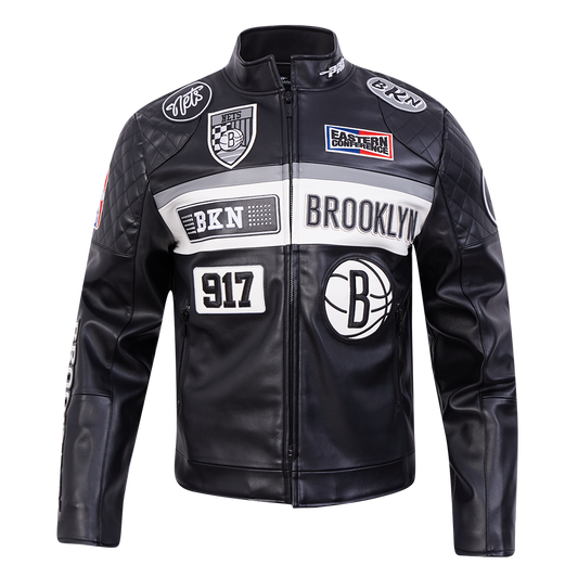 Black Brooklyn Nets Pro Standard Moto Jacket