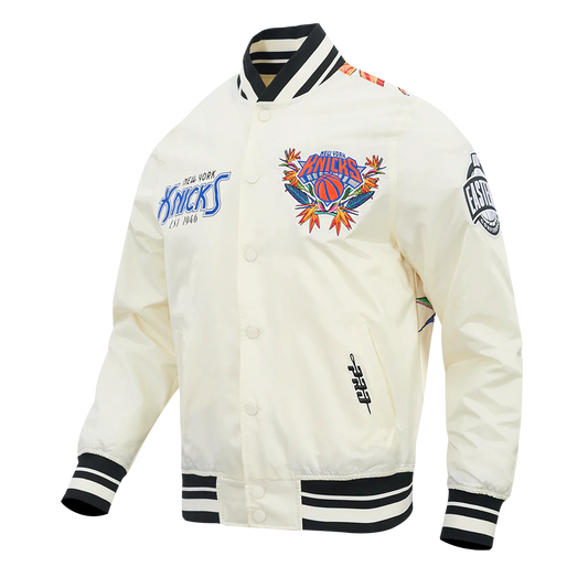 Off White Eggshell New York Knicks Pro Standard Paradise Sublimated Satin Light Jacket