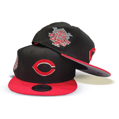 Black Infrared Cincinnati Reds Gray Bottom 150th Anniversary Side Patch 9Fifty Snapback