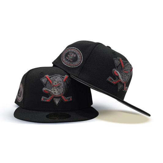 Black Anaheim Mighty Ducks Gray Bottom Anaheim Ducks Side Patch New Era 59Fifty Fitted