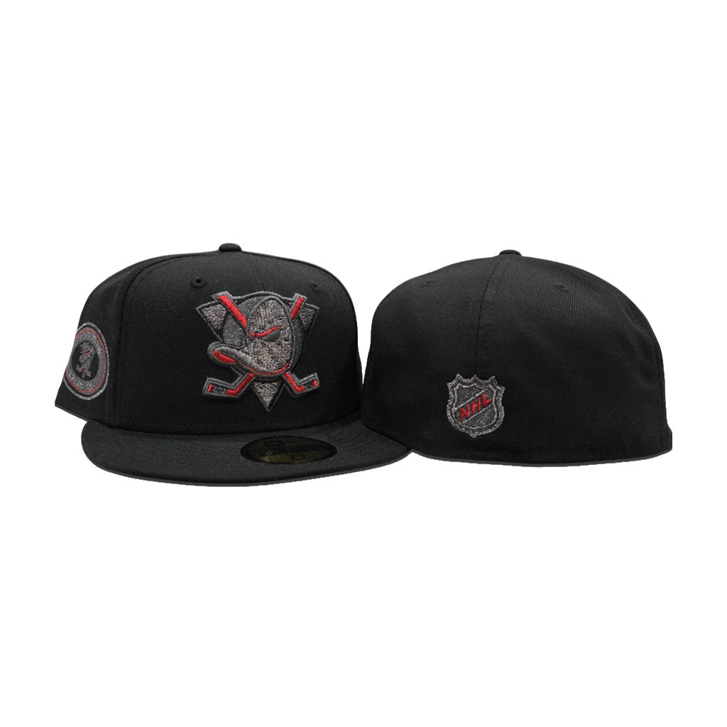 Black Anaheim Mighty Ducks Gray Bottom Anaheim Ducks Side Patch New Era 59Fifty Fitted