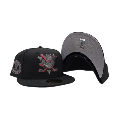 Black Anaheim Mighty Ducks Gray Bottom Anaheim Ducks Side Patch New Era 59Fifty Fitted