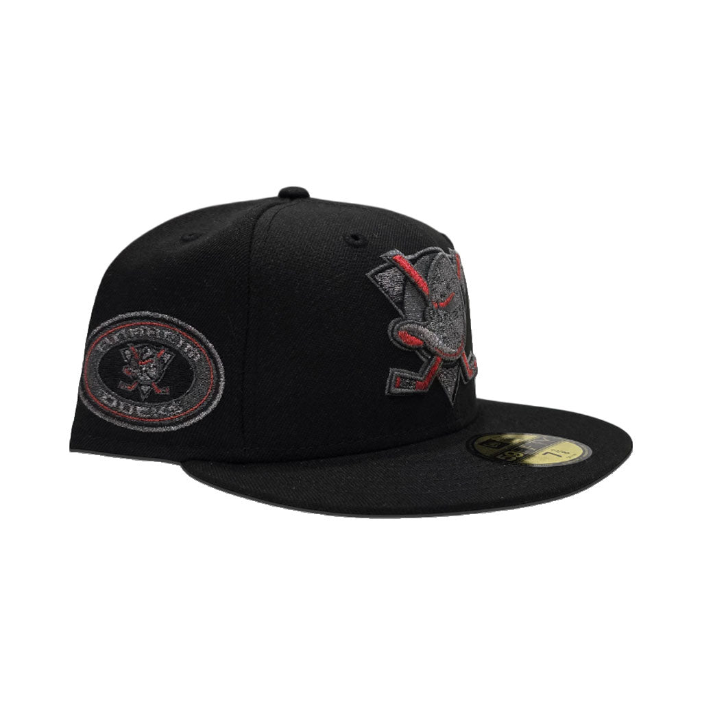 Black Anaheim Mighty Ducks Gray Bottom Anaheim Ducks Side Patch New Era 59Fifty Fitted