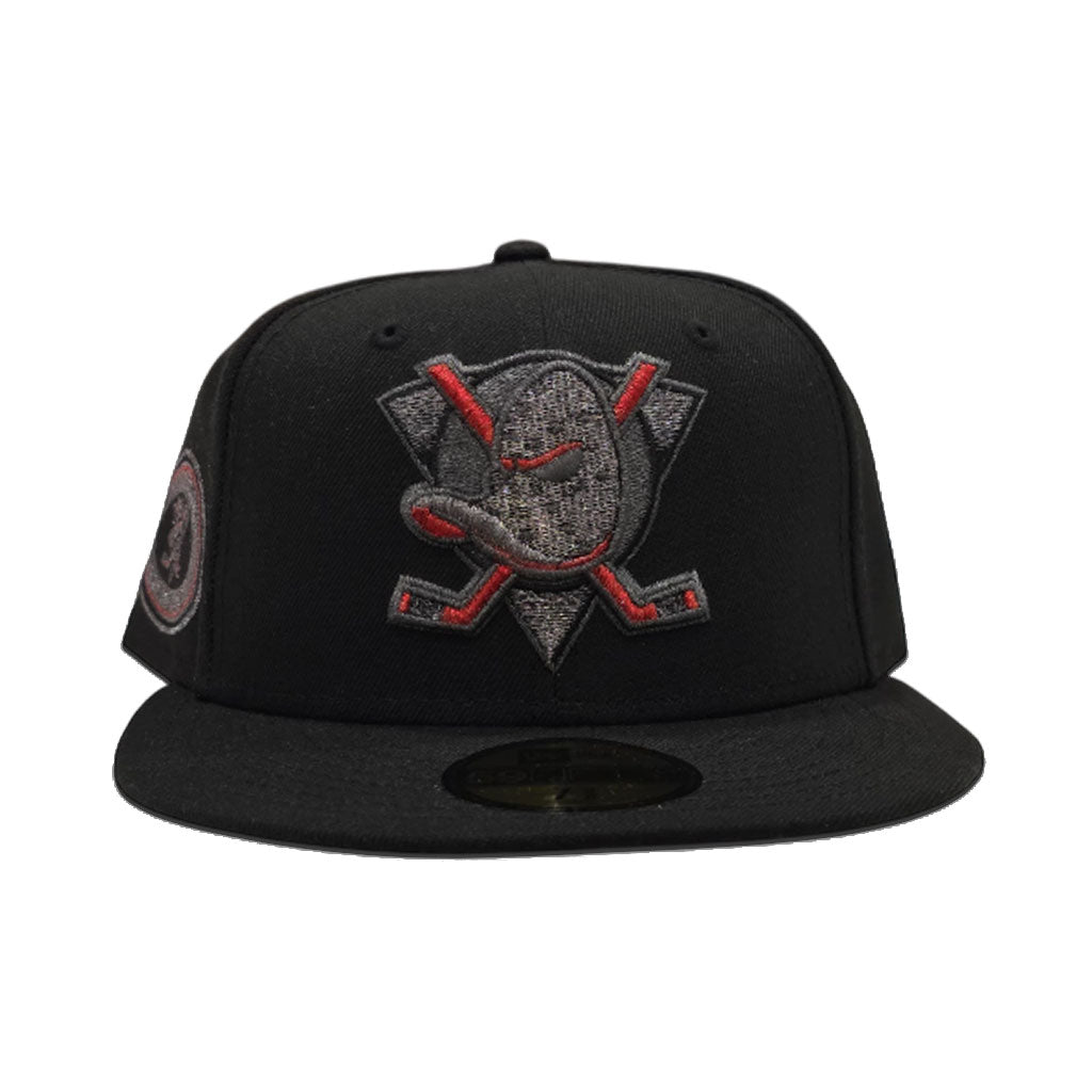 Black Anaheim Mighty Ducks Gray Bottom Anaheim Ducks Side Patch New Era 59Fifty Fitted