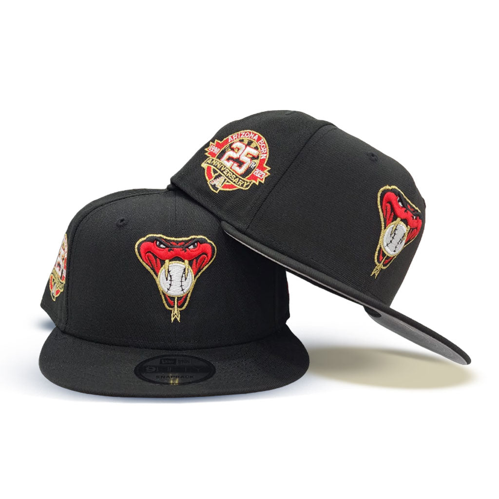 Black Arizona Diamondbacks Gray Bottom 25th Anniversary Side Patch New Era 9Fifty Snapback