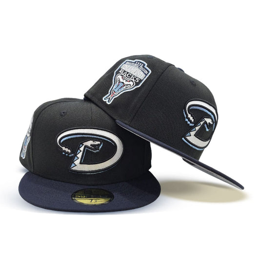 Black Arizona Diamondbacks Navy Blue Visor Gray Bottom 1998 Inaugural Season Side Patch New Era 59Fifty Fitted