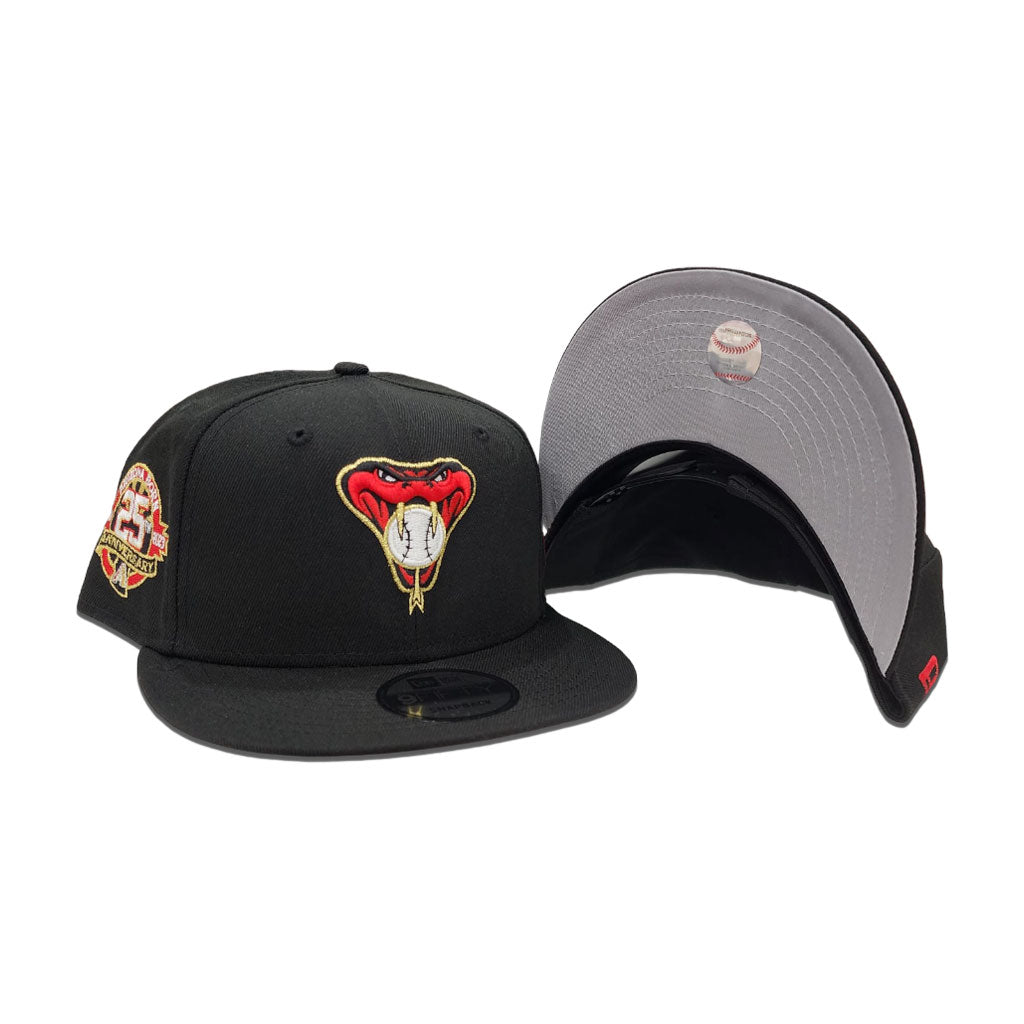Black Arizona Diamondbacks Gray Bottom 25th Anniversary Side Patch New Era 9Fifty Snapback