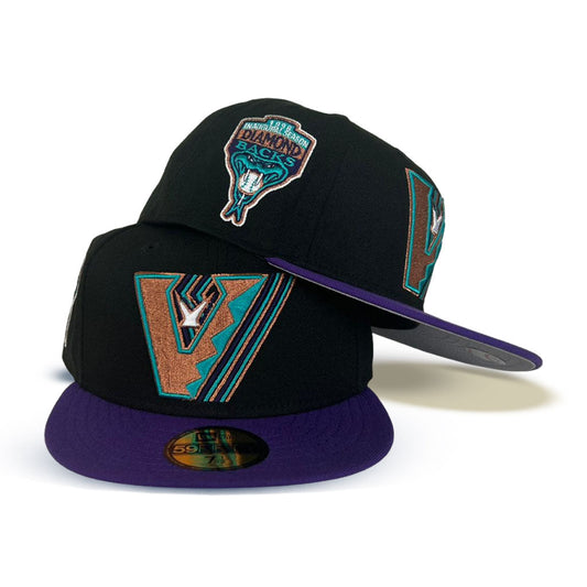 Black Arizona Diamondbacks Script Gray Bottom 2001 World Series Side Patch New Era 59FIFTY Fitted