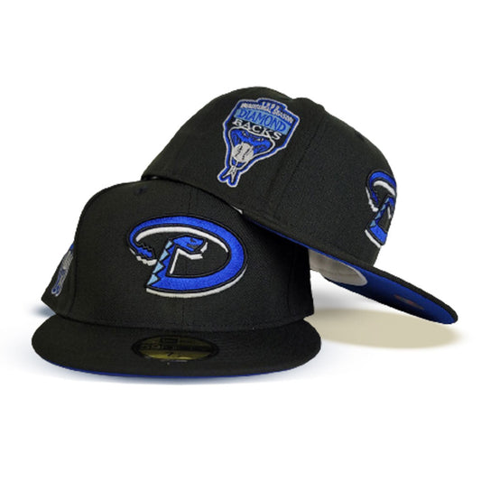 Black Arizona Diamondbacks Royal Blue Bottom 1998 Inaugural Season Side Patch New Era 59Fifty Fitted