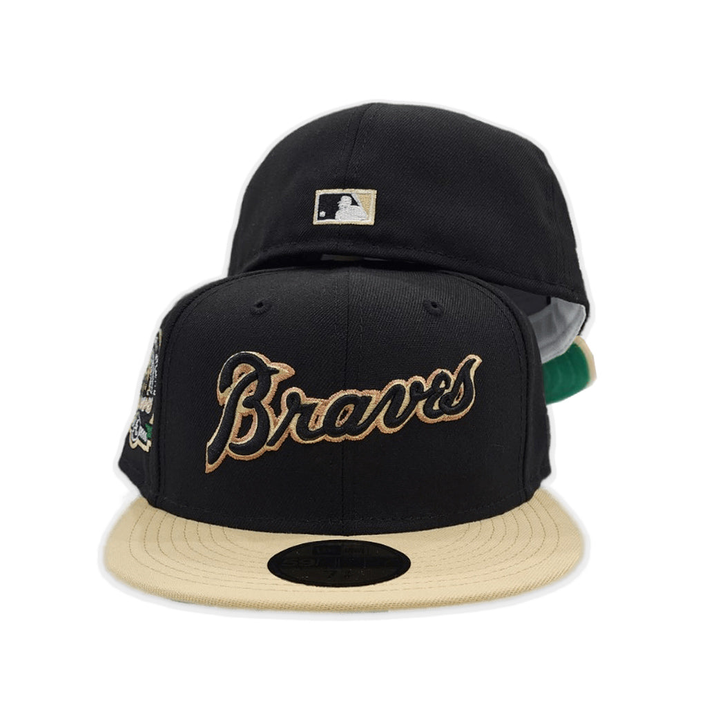 Black Atlanta Braves Vegas Gold Visor Green Bottom 40th Anniversary Side Patch New Era 59Fifty Fitted
