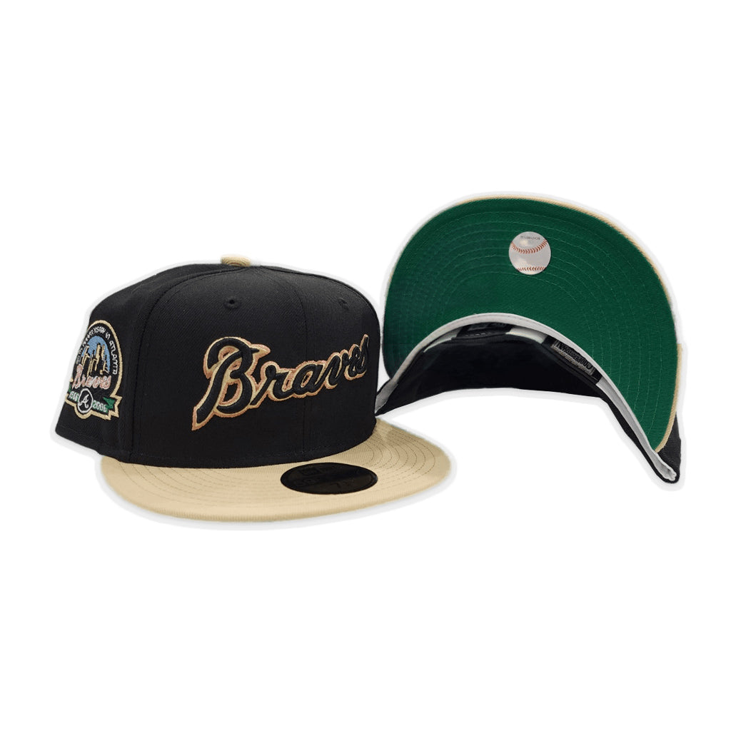 Black Atlanta Braves Vegas Gold Visor Green Bottom 40th Anniversary Side Patch New Era 59Fifty Fitted