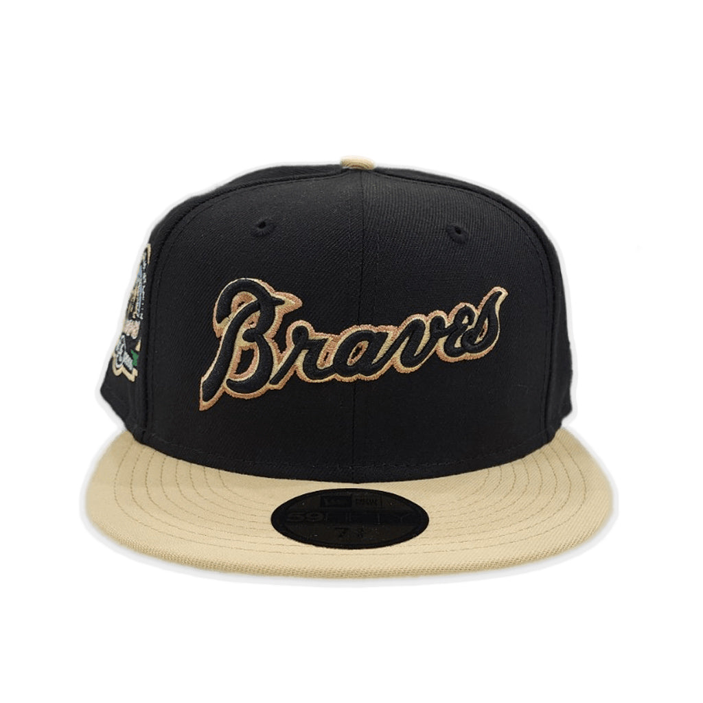 Black Atlanta Braves Vegas Gold Visor Green Bottom 40th Anniversary Side Patch New Era 59Fifty Fitted