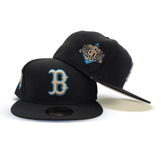 Black Boston Red Sox Camel Bottom Fenway Park 90th Anniversary Side Patch New Era 59Fifty Fitted