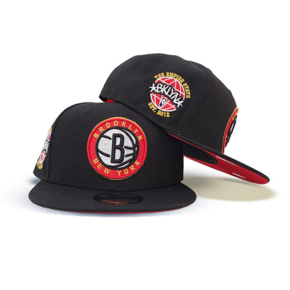 Black Brooklyn Nets Red Bottom The Empire State Side Patch New Era 9Fifty Snapback