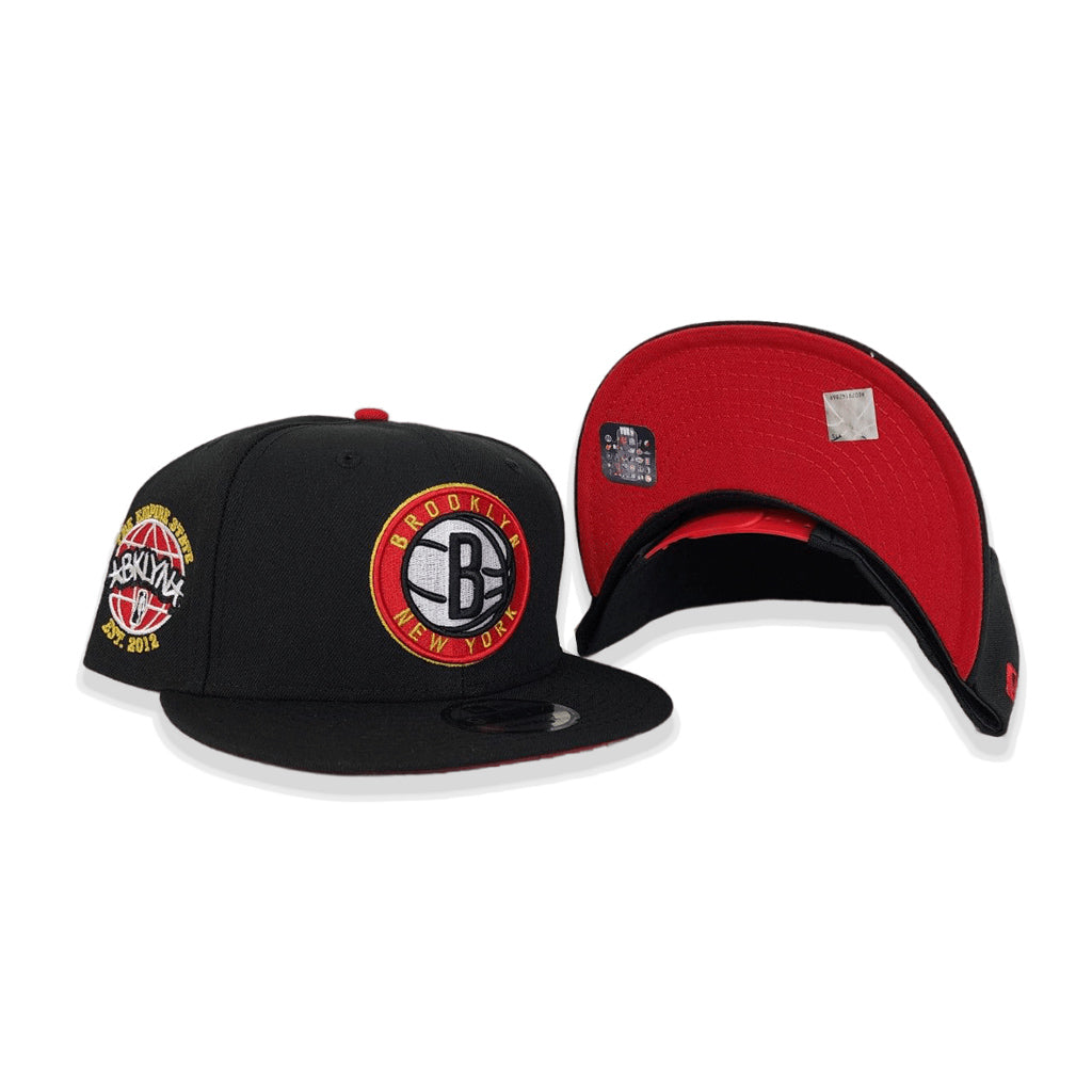 Black Brooklyn Nets Red Bottom The Empire State Side Patch New Era 9Fifty Snapback