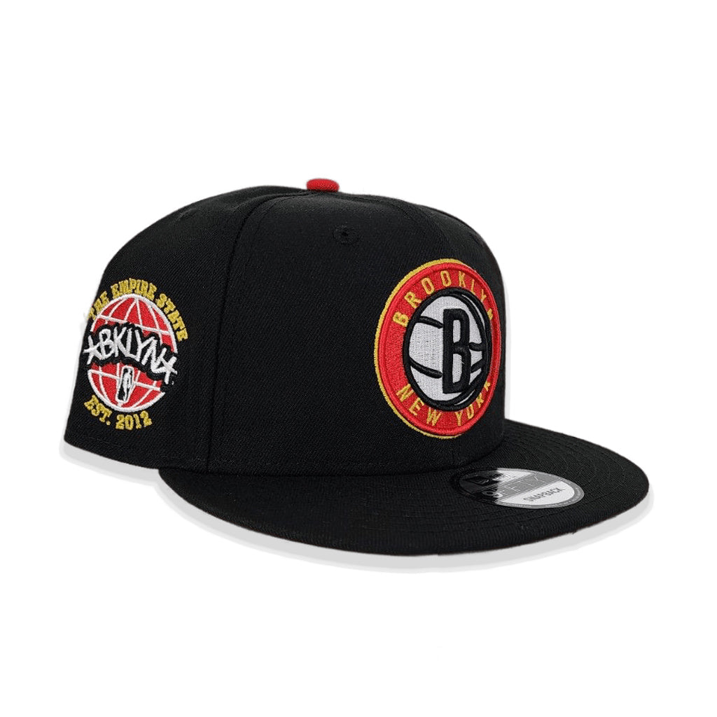 Black Brooklyn Nets Red Bottom The Empire State Side Patch New Era 9Fifty Snapback