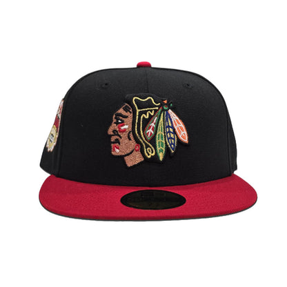 Black Chicago Blackhawks Red Visor Green Bottom 2014 Chicago Stadium Series Side Patch New Era 59Fifty Fitted