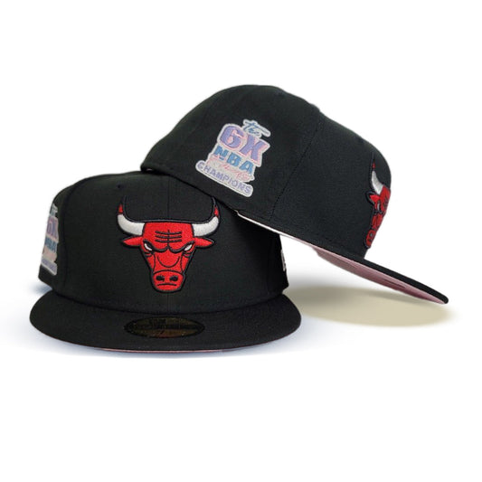 Black Chicago Bulls Pink Bottom The 6X NBA Finals Champions Side patch New Era 59Fifty Pop Sweat Fitted